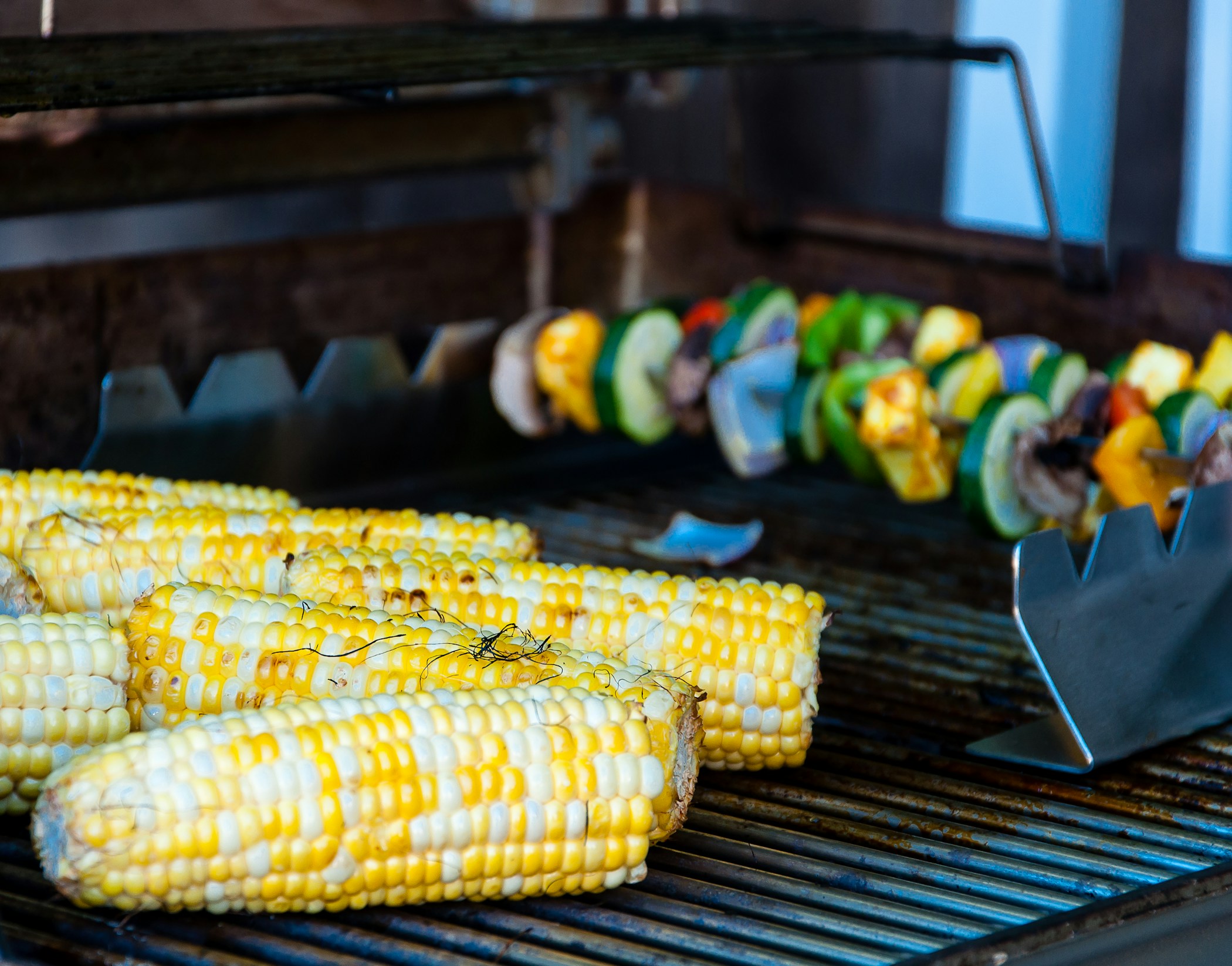 Corn and veggies on a grill