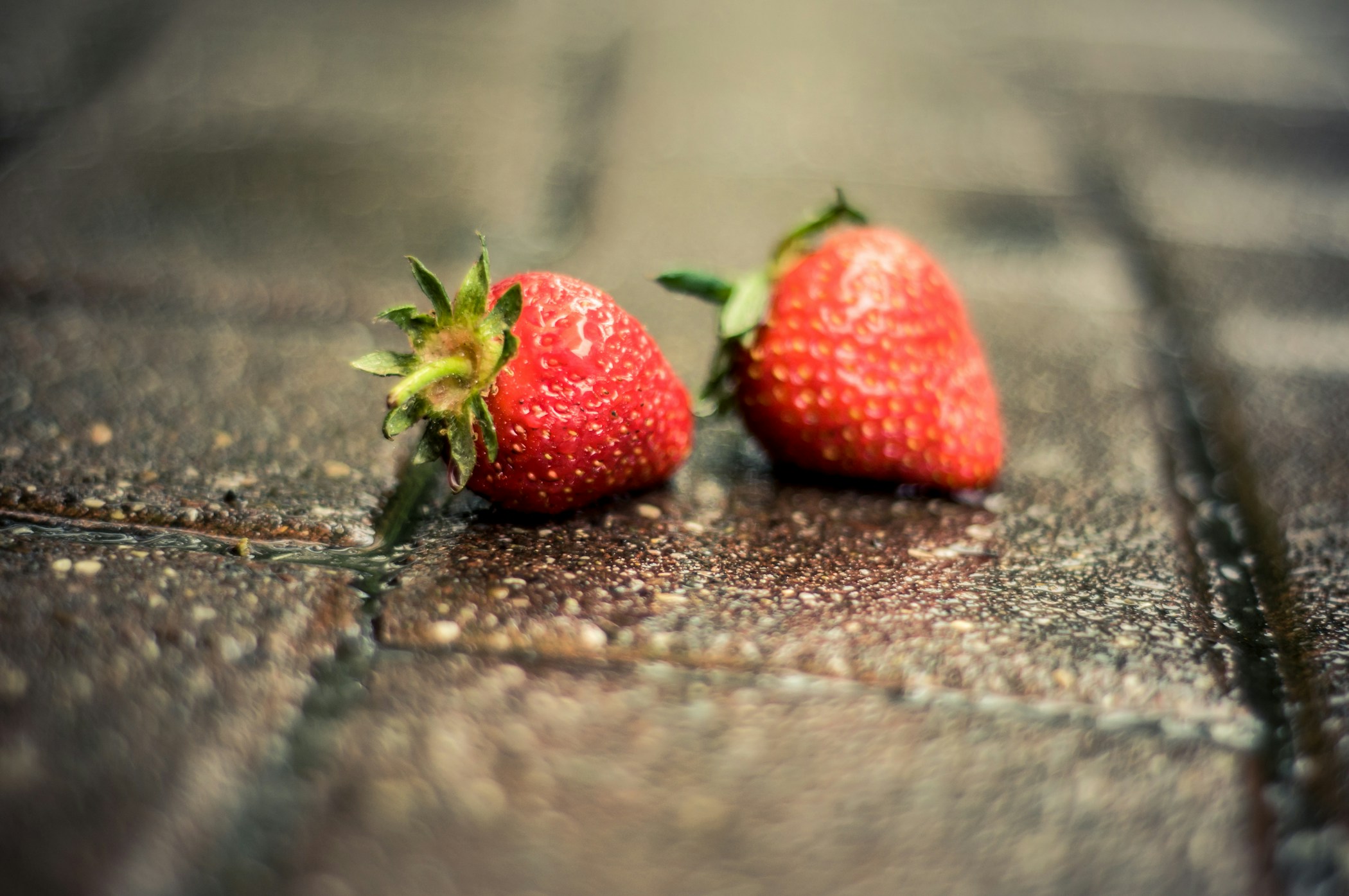 Strawberries on the sidewalk